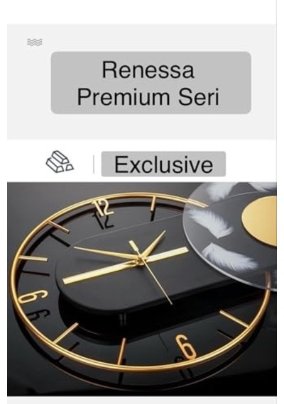 Metaquartz Aksesuar Renessa Exclusive Quartz Mekanizmalı Özel Seri Dekoratif Metal Ahşap Duvar Saati Goldsiyah 40 X 70 0240-keçe-şekilli-48cm