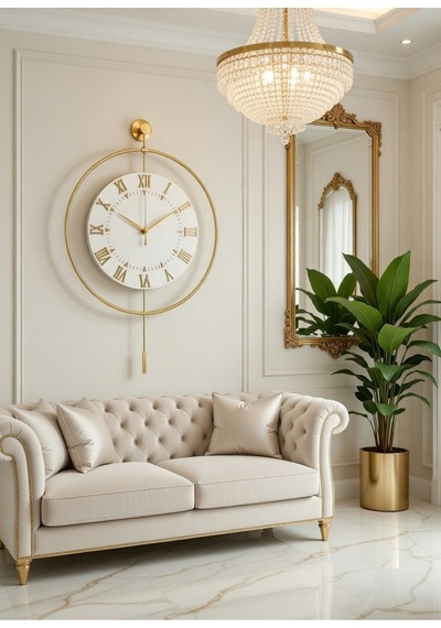 Gold - Royal Kadran Exclusive - Pilli Led - 3 Pil İle Gelir - Modern Metal Duvar Saati