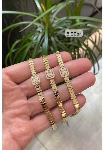 Çgk Çiğdem Gürel Kuyumculuk Baget V Form Altın Bileklik Çok Renkli