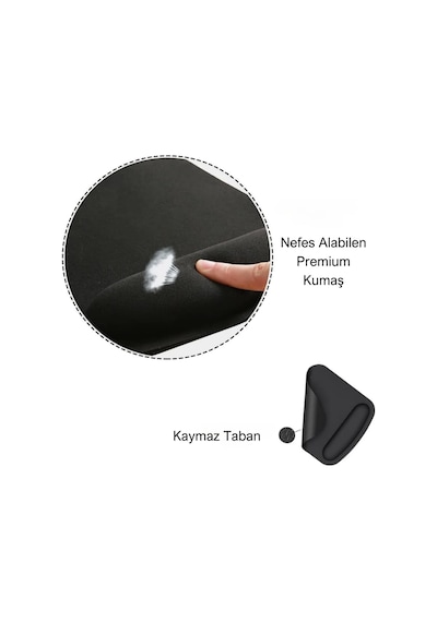 Ergoplus Bilek Destekli Mouse Pad Ergonomik Kaymaz Taban Mouse Pad, Bilek Koruyucu Tasarım Siya