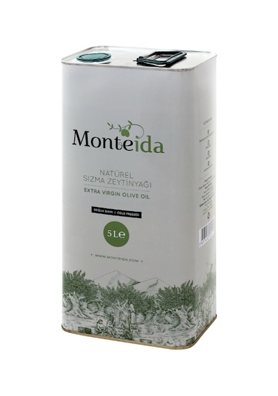 Monteida Soğuk Sıkım Natürel Sızma Zeytinyağı Teneke 4 x 5 L