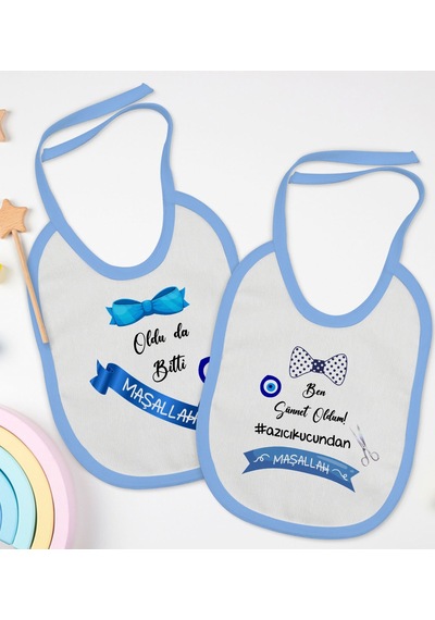 BK Kids Sünnet Tasarımlı 2’li Mavi Mama Önlüğü-1 Mavi