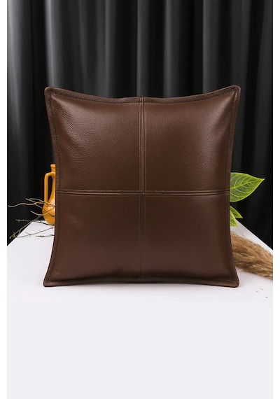 Premium Dekoratif Deri Kahverengi Kırlent Kılıfı/ev Ve Ofis Için Gerçek Deri 45x45cm Kırlent Kılıfı Kahverengi