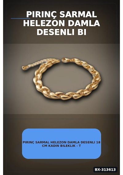 Bay Pirinç Sarmal Helezon Damla Desenli 18 Cm Kadın Bileklik - Tekli Paket Bx-313613 Najmaddin Standart