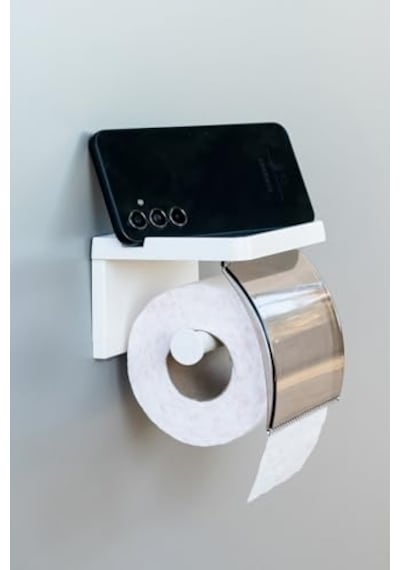 Yapışkanlı Kapaklı Tuvalet Kağıdı Askısı Banyo Tuvalet Kağıtlığı Aparatı Peçetelik Organizer Plastik, Beyaz 16.5 x 12.2 x 11.2 CM