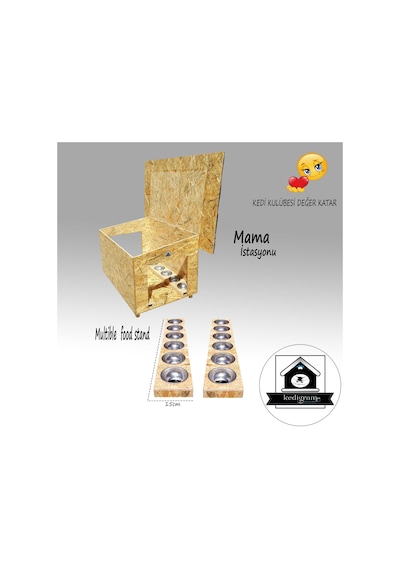 Kedigram Kedi Kulübesi Mama İstasyonu Kabı + Kedi Evi