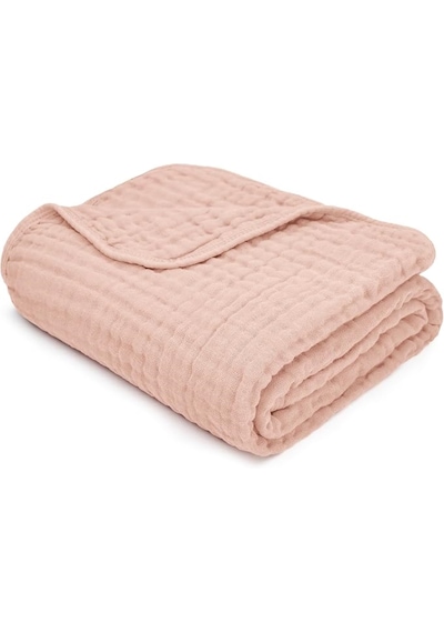 4 Katlı Çok Amaçlı Müslin Örtü & Battaniye %100 Pamuk, Oeko-teks Sertifikalı 80x80 Cm Pembe