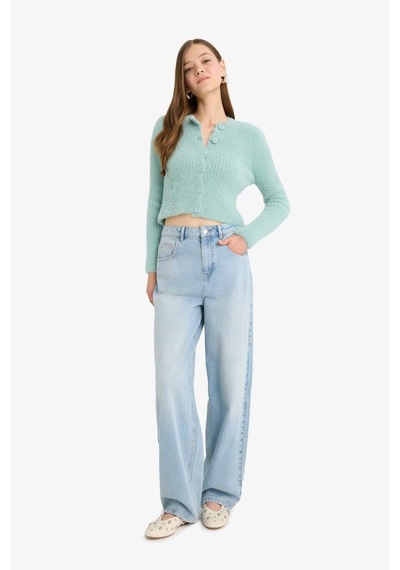 Defacto Coool Slim Fit Dar Kesim Bisiklet Yaka Triko Hırka Z9318az25wngn86 Yeşil