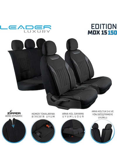 Mitsubishi Lancer Tay Tüyü Oto Koltuk Kılıfı Fermuarlı Ön Arka Set Siyah Edition SİYAH
