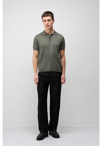 Antioch Comfort Slim Polo Yaka Erkek Triko T-shirt Haki