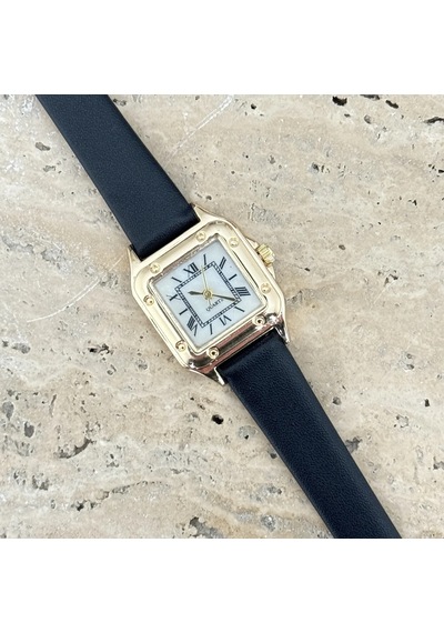 Savior Collection Vivaldi Gold Beyaz Saat Siyah Deri Kordon