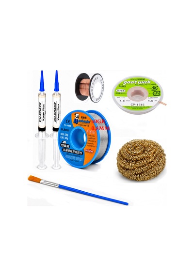 Lehim Seti 0,8 Mm 40 Gr Lehim Teli Flux Cp-1515 Lehim Emme Ve Yol Çekme Teli Temizleme Set St464
