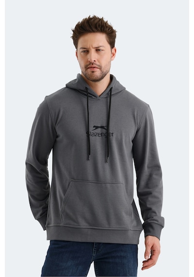 Slazenger Onca Erkek Kanguru Cepli Kapüşonlu Koyu Gri Sweatshirt Koyu Gri