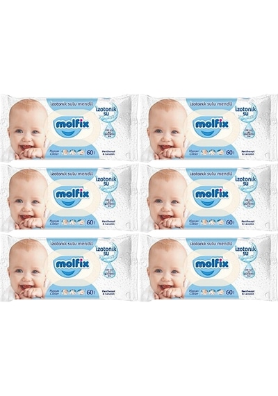 Molfix Islak Havlu Mendil Izotonik Hassas Ciltler 6 Lı Set 60 Yap