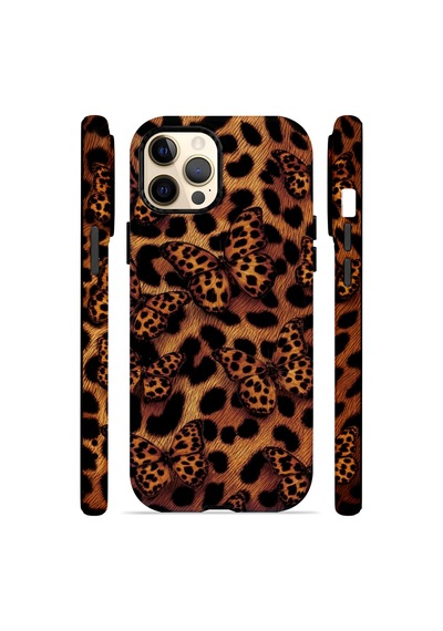 Velvoria Valestra Kelebekli Leopar Apple iPhone Uyumlu 12 Pro Max Darbe Korumalı Kılıf Valestra Select - Kelebekli Leopar