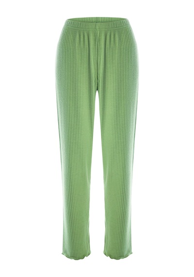 Kadın Soft Touch Fitilli Kalp Detaylı Uzun Kollu Pijama Takımı Kk70640 Yeşil - Ekru Kadın Soft Touch Fitilli Kalp Detaylı Uzun Kollu Pijama Takımı Kk70640 Yeşil - Ekru