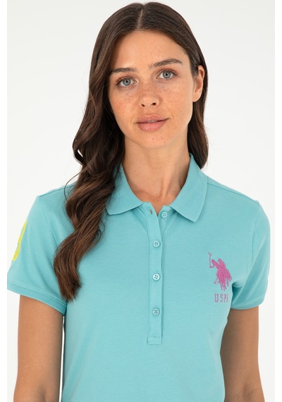 U.S. Polo Assn. Kadın Mint Polo Yaka Mini Boy Örme Elbise 50280064-VR090