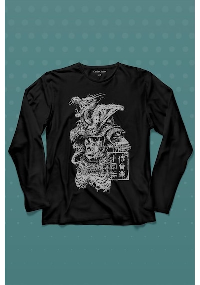 Samurai Japanese Samuray Japonca Street Wear Urban Uzun Kollu Tişört Baskılı T-shirt 001