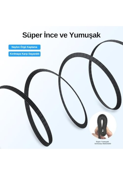 Usb 4.0 40gbps Flat Usb C Veri Kablosu, 240w Usb C Şarj Kablosu, 8k 60hz 4k 240hz 2k 360hz Thunderbolt 4 Görüntü Kablosu, Macbook, Monitör, Docking İstasyonu, İphone İle Uyumlu - 1.2 Metre