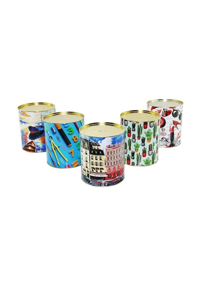 Krt İbico-6007 Resimli Metal Kumbara - Mega Boy, Çap 15 Cm Yükseklik 17.5 Cm- 36'li Paket Diğer