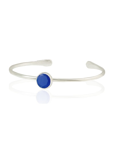 Kadir Jewellery Zirkon Taşlı Ayarlanabilir 925 Ayar Gümüş Kaplama Bilezik Parlement Mavisi
