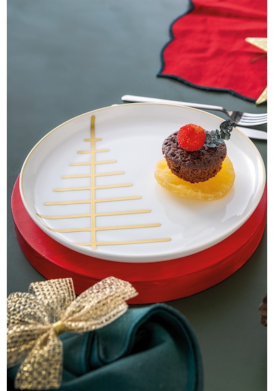 İstanbul Porselen Starlight Fine Bone New Year Yılbaşı Pasta Tabağı Gold 21 Cm Gold