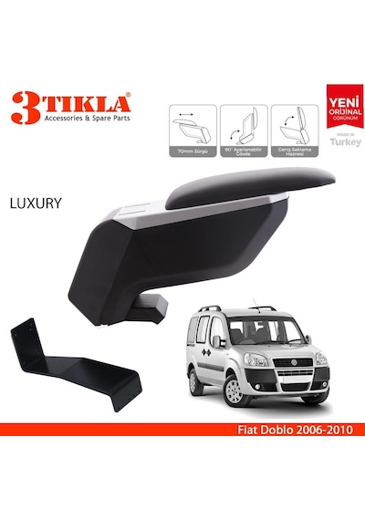Fiat Doblo 2006-2010 Delmesiz Çelik Ayaklı Siyah Kolçak Kol Dayama