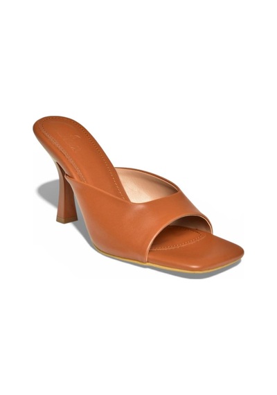 Fox Shoes S590033109 Taba İnce Topuklu Kadın Terlik Taba