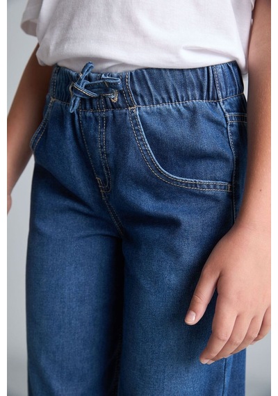 Defacto Beli Lastikli Wide Leg Kız Çocuk Jean Pantolon H6242a826aunm28 Mavi-nm28