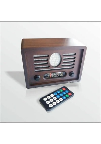 Retro Vintage Antika Görünümlü Ahşap Dekoratif Kahve Klasik Radyo