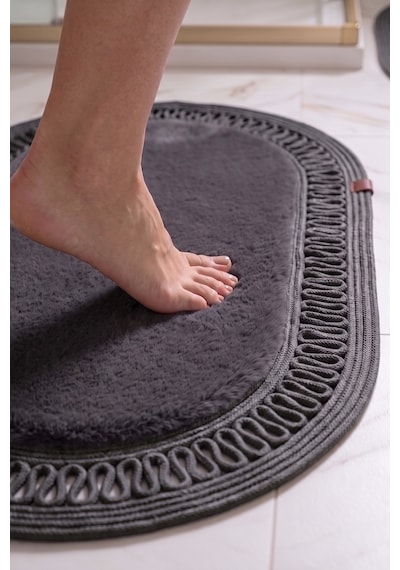 Banyo Paspası Takımı 60x100+40x60 Cm İç Trikot Antrasit Gri & Antrasit Gri