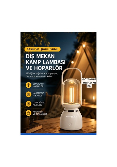 Kamp Işıklı Bluetooth Hoparlör Güçlendirilmiş Pil Asılabilir Ve Taşınabilir Işıklı Speaker