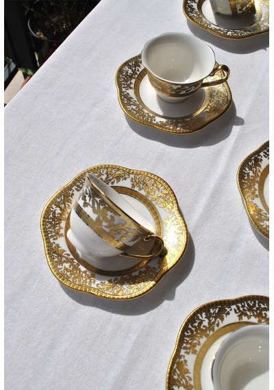 12 Parça 6 Kişilik Porselen Gold Yaldızlı Kahve Fincan Takımı Altın Çiçek Kahve Fincanı 90 Ml