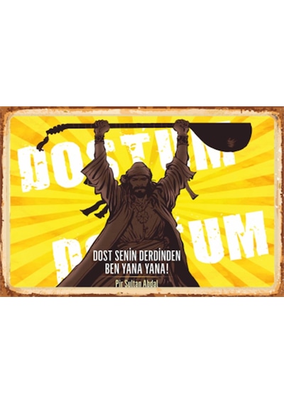 pir sultan abdal retro ahşap poster