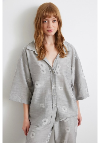 Never More Fakir Kol Oversize Gömlek Gri Gri