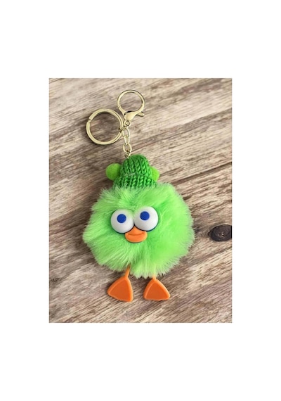 Peluş Ördek Anahtarlık Ve Çanta Aksesuarı - Yeşil Beyaz Beyaz