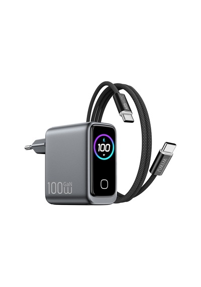Wiwu Chg300 Voyager Serisi 100w Gan Teknolojili Pd/qc Tft Göstergeli Hızlı Şarj Başlığı Siyah
