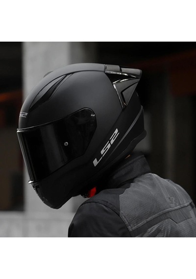 Şeffaf + Gökkuşağı Vizörlü + Yarış Spoiler + Ls2 Rapid 2 Race Kapalı Motosiklet Kaskı Mat Siyah