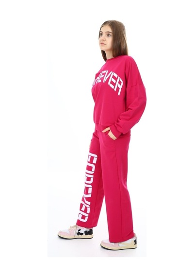Angelos Girls Kız Çocuk Forever Baskılı Geniş Paçalı 2 İplik Eşofman Takımı Px7122 Fuşya Angelos Girls Kız Çocuk Forever Baskılı Geniş Paçalı 2 İplik Eşofman Takımı Px7122 Fuşya