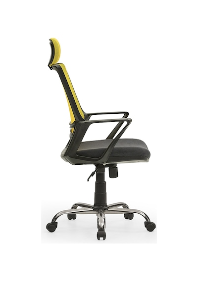 Arya2 Bilgisayar Koltuğu - Ofis - Müdür - Büro - Çalışma Sandalyesi Sarı Siyah Renk Krom Ayaklı Sarı Siyah
