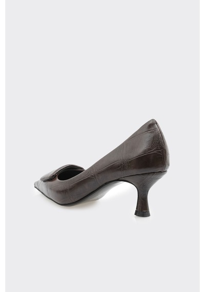Derinet Kısa Topuklu Kadın Stiletto Kahve Kahve
