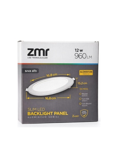 12w Slim Led Backlight Panel Sıva Altı Gün Işığı 960 Lm Beyaz