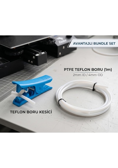 3dsway Ptfe Bowden Boru 1.75mm Id 2mm Od 4mm Beyaz 1 Metre Kesici Kiti 3d Yazıcı Ekstruder Teflon Filament Besleme Hattı