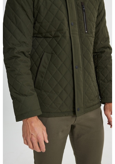 AC&Co / Altınyıldız Classics Erkek Hakı Standart Fit Normal Kesim Dik Yaka Kapitone Desenli Çıtçıtlı Yan Cepli Overcoat Hakı Haki