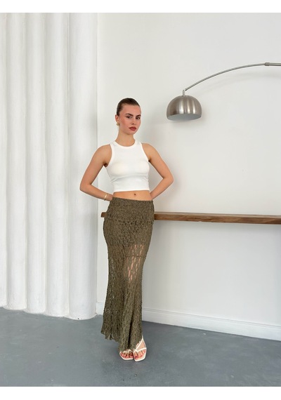 Verymoda Dantel Abiye Etek F1887 Haki