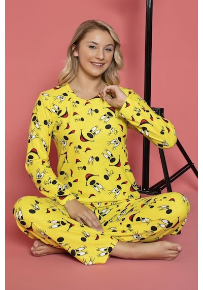Gizotti Süet Pijama Takımı Sarı Renk 2xl Sarı