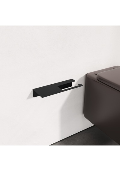 Zift Unique Paslanmaz Çelik Tuvalet Kağıdı Tutacağı-raflı Ve Kendinden Yapışkanlı Wc Kağıtlık, Mat Siyah Siyah