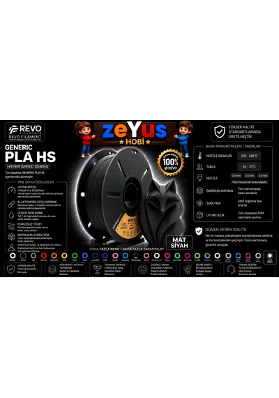 Generic Pla Hs Hyper Speed Filament Mat Siyah 1.75 Mm 1000 Gr