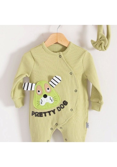 Candar 3-18 Ay Pretty Dog Kız Bebek Tulumu Bandanalı Yeşil Yeşil