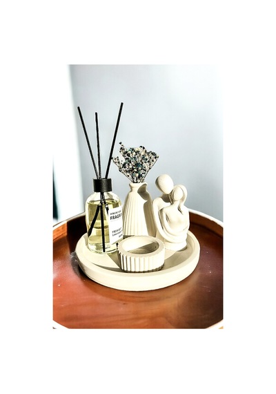 Dekoratif Konik Vazo Sarılan Sevgili Tealight Mumluk Fresh Soft Oda Kokusu Seti